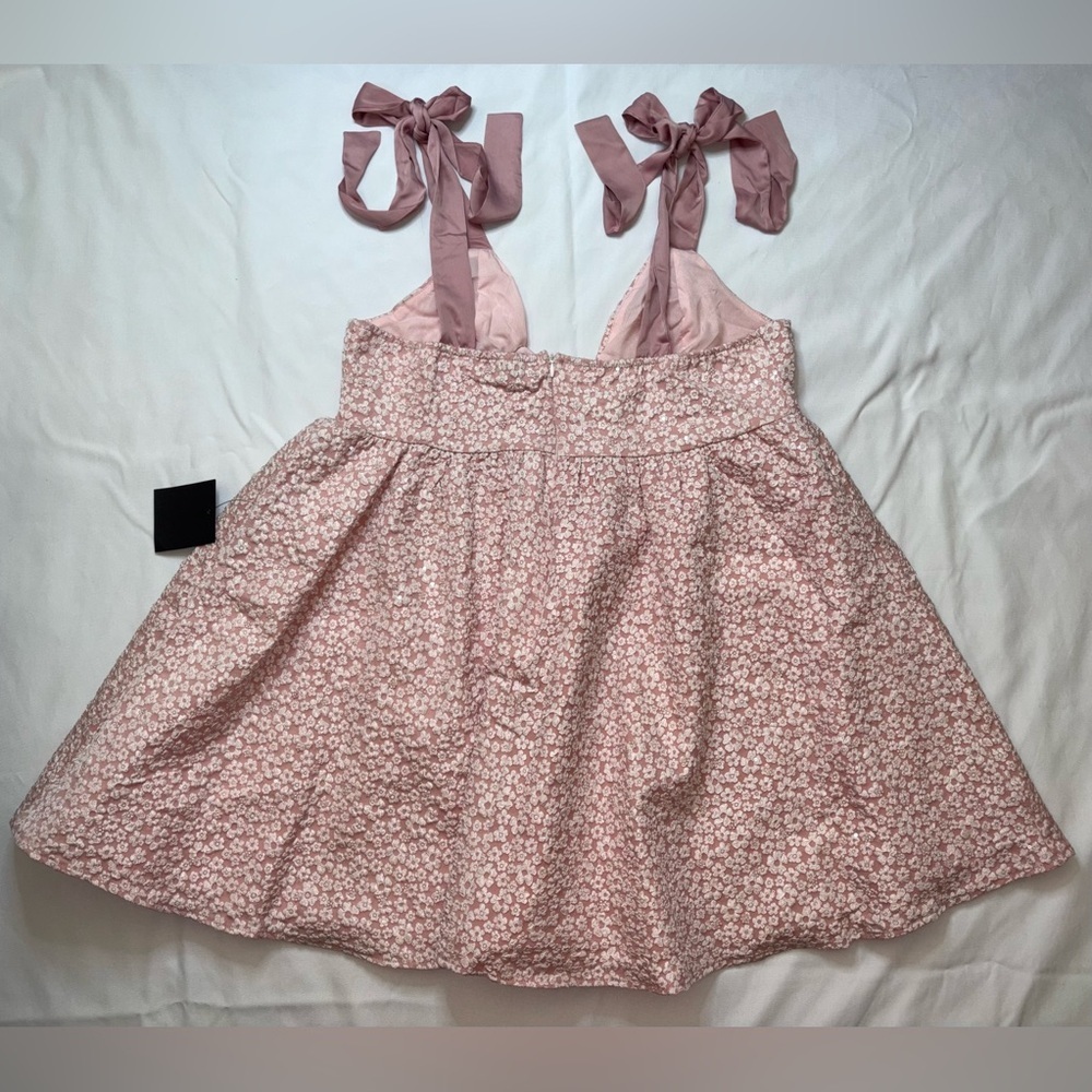 Lulus NWT Size XL Darling Composure Pink Jacquard Sequin Tie Strap Mini Dress - Picture 8 of 9